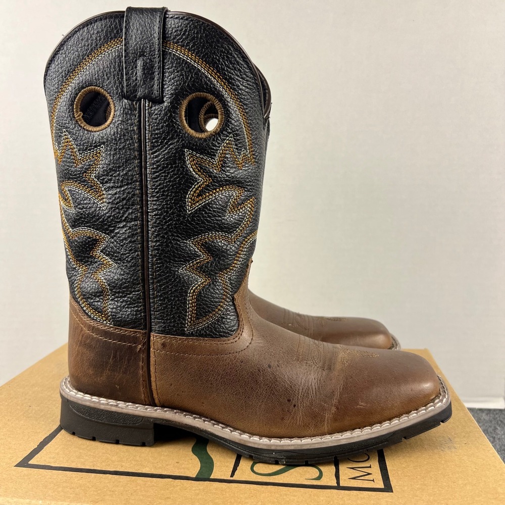 Smoky Mountain Jesse Youth Western Boots Brown Navy Square Toe 3893Y Size 6R
